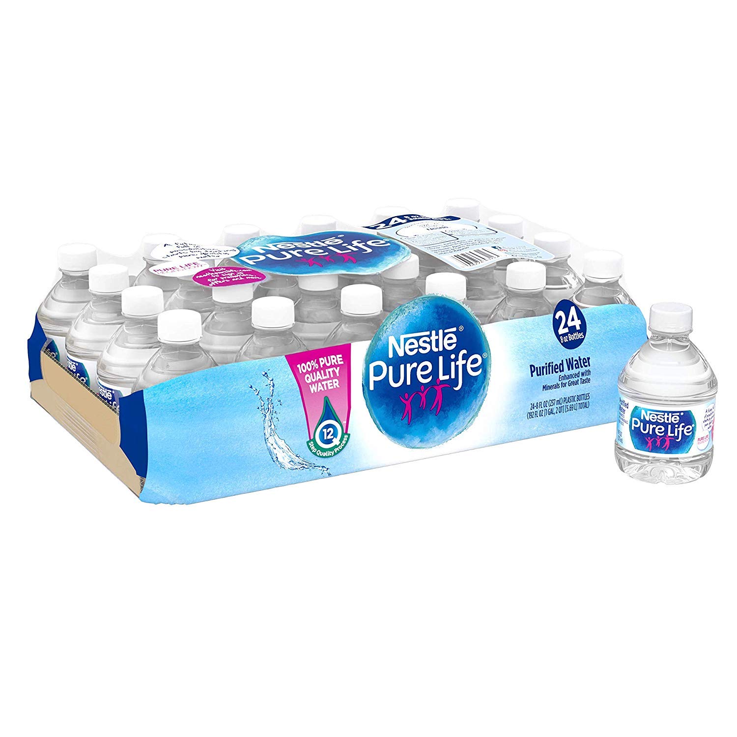 Pure Life Purified Bottled Water - Ready-to-Drink - 8 fl oz (237 mL) -  Bottle - 24 / Carton